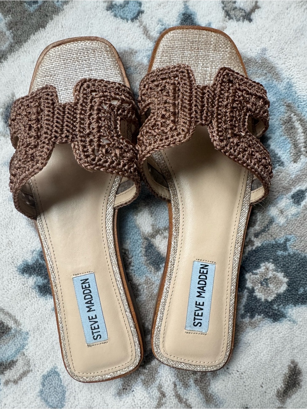 Steve Madden Brown Crochet slides. 8.5